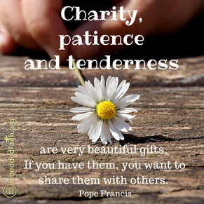 Charity, patience and tenderness are very beautiful gifts. If you have them, you want to share them with others. - Pope Francis. First Fridays with Francis on embeddedfaith.org