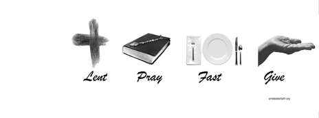 Lent - Pray, fast, give facebook cover - embeddedfaith.org