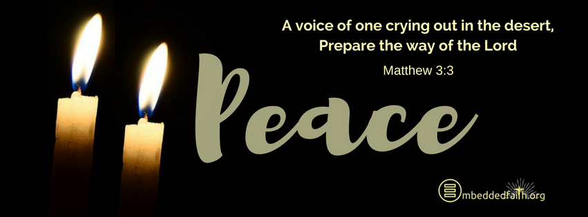 A voice of one crying out in the desert, prepare the way of hte Lord. Matthew 3:3 - Second Sunday in Advent, Cycle A, Facebook Cover on embeddedfaith.org
