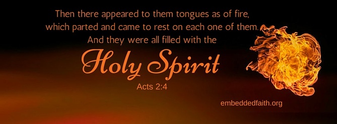 Then there appeared to them tongues as of fire, whih parted and came to rest on each of them...Acts 2:4. facebook cover on embeddedfaith.org