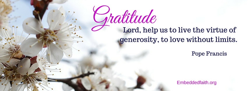 Gratitude Facebook Cover Series - Lord help us to live the virtue of generosity - Pope Francis
