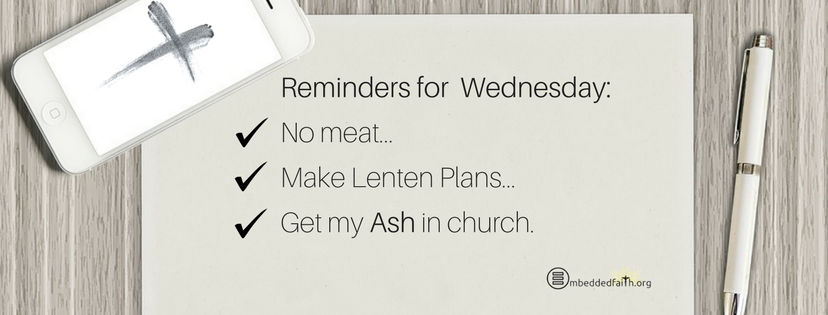 Reminders for Ash Wednesday facebook cover on embeddedfaith.org